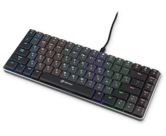  Клавиатура OKLICK K615X (1934413) механическая черный/серебристый USB Multimedia for gamer LED 