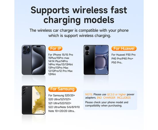  Автомобильный держатель HOCO HW14 Speed wireless fast charging car holder(center console) (черный, металик, серый) 