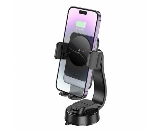  Автомобильный держатель HOCO HW14 Speed wireless fast charging car holder(center console) (черный, металик, серый) 