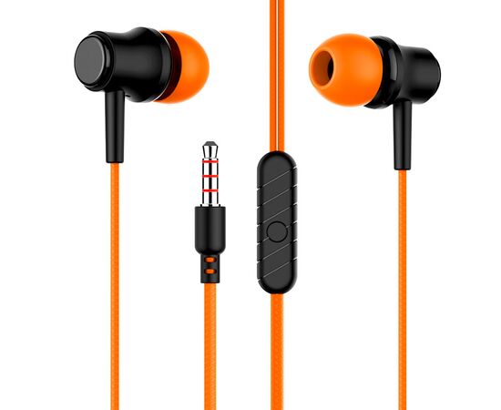  Наушники вакуумные AUX разъём с МК без рег.громкости длина 1.2м More Choice G36 (Orange) 