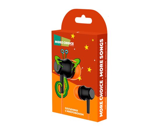  Наушники вакуумные AUX разъём с МК без рег.громкости длина 1.2м More Choice G36 (Orange) 