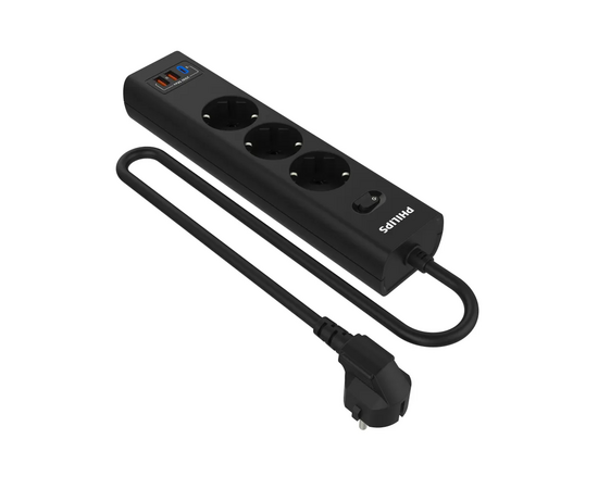  Сетевой фильтр Philips CHP4336BA/51 2м, 3 розетки черный (коробка) 