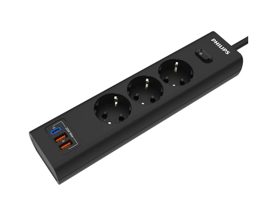  Сетевой фильтр Philips CHP4336BA/51 2м, 3 розетки черный (коробка) 