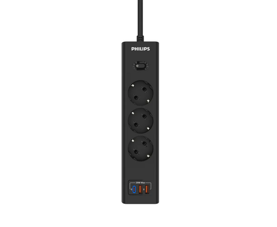  Сетевой фильтр Philips CHP4336BA/51 2м, 3 розетки черный (коробка) 