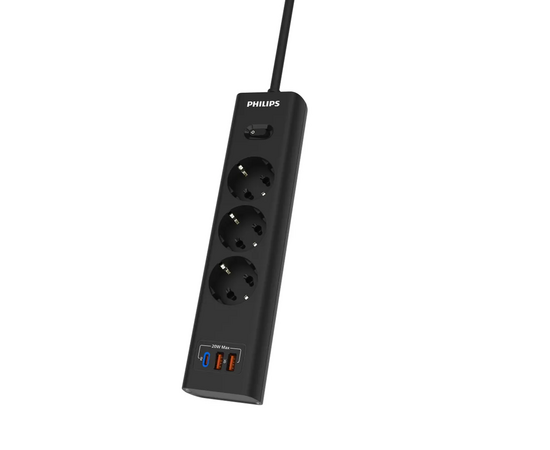  Сетевой фильтр Philips CHP4336BA/51 2м, 3 розетки черный (коробка) 