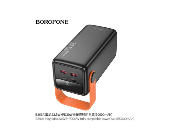  Аккумулятор внешний резервный BOROFONE BJ66A Magnifico 22.5W+PD20W fully compatible power bank(50000mAh) (черный) 