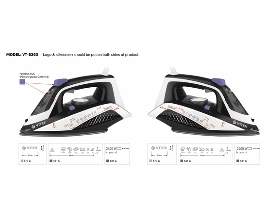  Утюг Vitek VT-8360MC разноцветный 