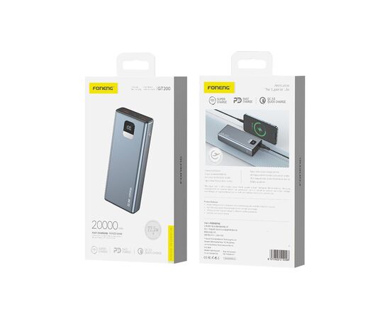  Внешний аккумулятор Foneng GT200 20000mAh 22.5W USB*2 (Metallic Gray) 