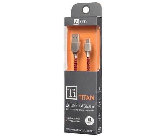  Дата-кабель ACD-Titan (ACD-U927-M1R) Micro нейлон 1м красно-черный 