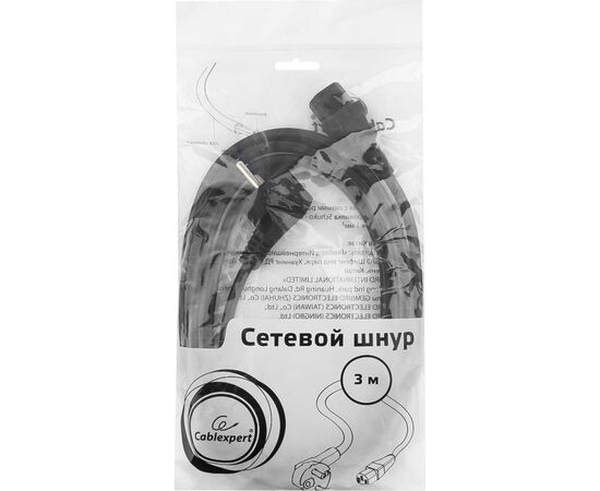  Кабель питания Cablexpert PC-186-1-3M Schuko- C13 3x1кв.мм 3м черный 