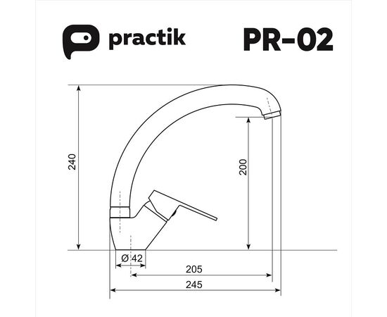  Смеситель Practik PR-02-004 Черный оникс 