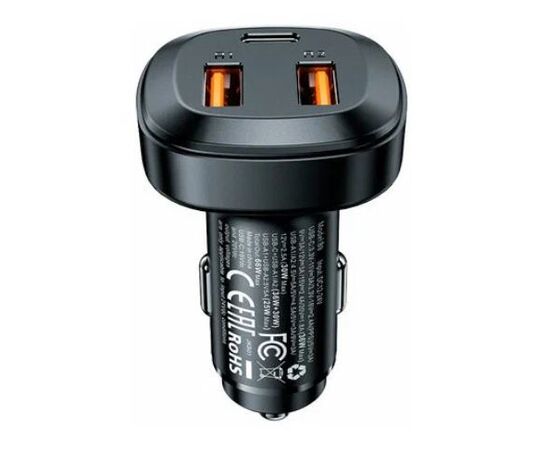  АЗУ ACEFAST B9 66W(2USB-A+USB-C) three port metal car charger (черный) 