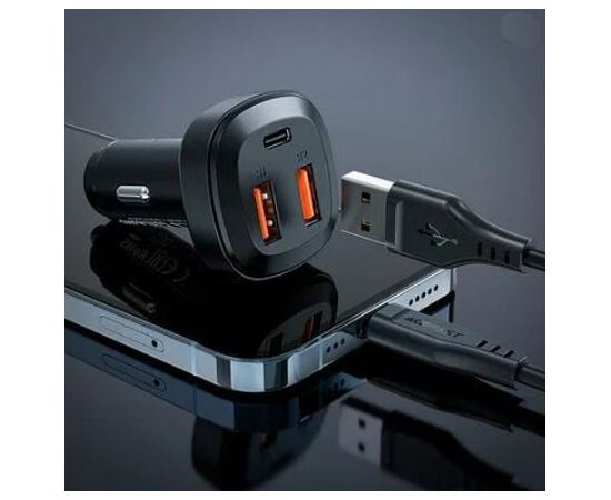  АЗУ ACEFAST B9 66W(2USB-A+USB-C) three port metal car charger (черный) 