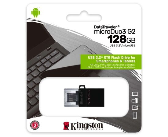  USB-флешка Kingston DataTraveler microDuo 3 G2 DTDUO3G2/128GB 128Gb USB3.0 черный 