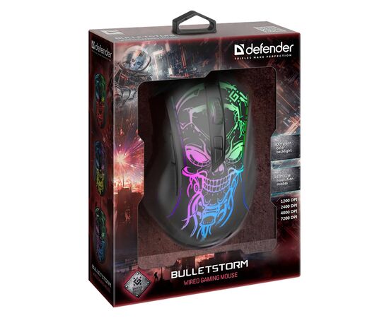  Мышь оптическая Defender Bulletstorm GM-928 7200dpi, игровая (black) (237335) 