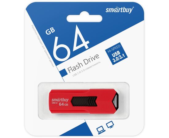  USB 3.0  64GB  Smart Buy  Stream  красный 