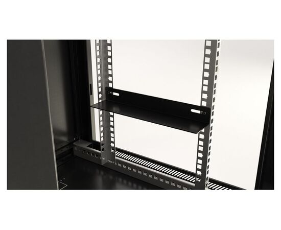  Шкаф коммутационный Hyperline TWB-1545-GP-RAL9004 настенный 15U 600x450мм пер.дв.стекл 2 бок.пан. 60кг черный 