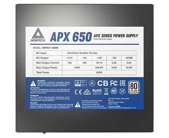  Блок питания MONTECH APX 650 (XWYA11-650W), 650Вт, 120мм, retail 