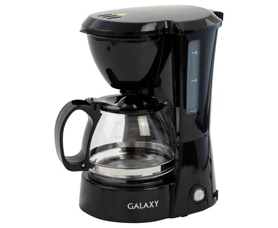  Кофеварка электрическая Galaxy LINE GL 0700, черная, капельная, 700 Вт, 0,75 л (4-6 чашек), многоразовый съемный фильтр, шкала максимального уровня воды, выключатель с индикатором работы, функция подогрева и поддержания температуры готового кофе, система 