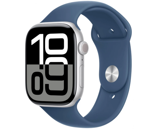  Smart-часы Apple Watch Series 10 (MWWL3LW/A) 46мм 2.1" OLED корп.серебристый Sport Band рем.синий разм.брасл. 140-190мм 
