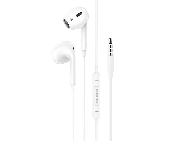  Проводные наушники BOROFONE BM80 Max Gorgeous, Jack 3.5mm, 1.2 м, белый 