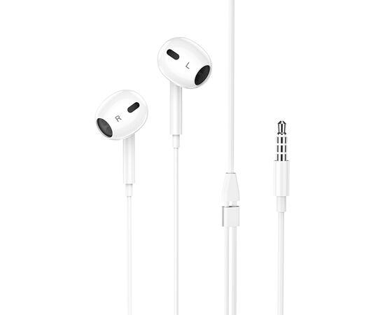 Проводные наушники BOROFONE BM80 Max Gorgeous, Jack 3.5mm, 1.2 м, белый 