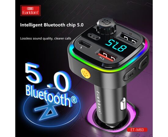  ФМ модулятор (2USB выхода + USB-C, Bluetooth) Earldom ET-M83 