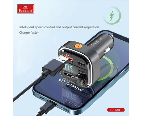  ФМ модулятор (2USB выхода + USB-C, Bluetooth) Earldom ET-M83 