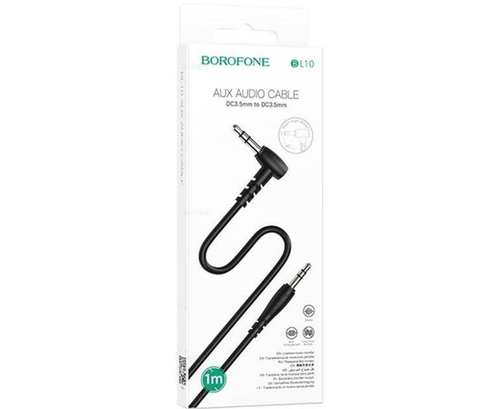  BOROFONE BL10/ AUX аудио кабель/угловой 3.5 mm jack - 3.5 mm jack/ 1m/ Black 