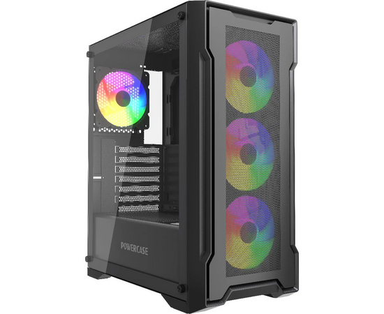  Корпус Powercase Mistral X4B (CMXB-L4), Tempered Glass, 4x 120mm FRGB Fans, чёрный, ATX 