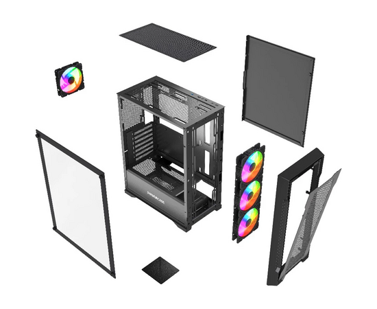  Корпус Powercase Mistral X4B (CMXB-L4), Tempered Glass, 4x 120mm FRGB Fans, чёрный, ATX 
